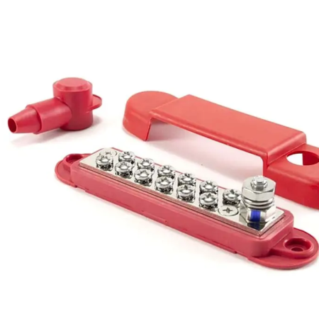 12 Point Busbar Red With Cover & Insulator 240A - 71225N02-1