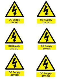 12v, 24v & 48v DC Supply Warning Label - BAT-HAZ1