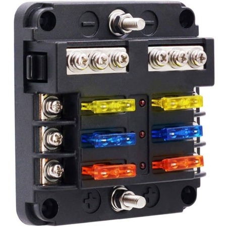 6 Way Circuit Blade Fuse Board LED Compact YJ6FB1713L