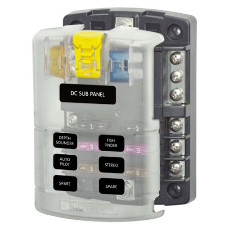 Blue Sea ST Blade Fuse Block - 6 Circuits with Negative Bus and Cover (5025)