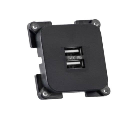 C-Line Twin USB Socket - 2 x 5V 1.0A Black PO428