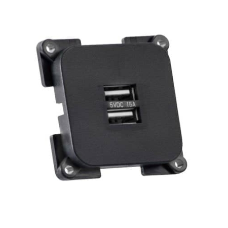 C-Line Twin USB Socket - 2 x 5V 1.0A Black PO428