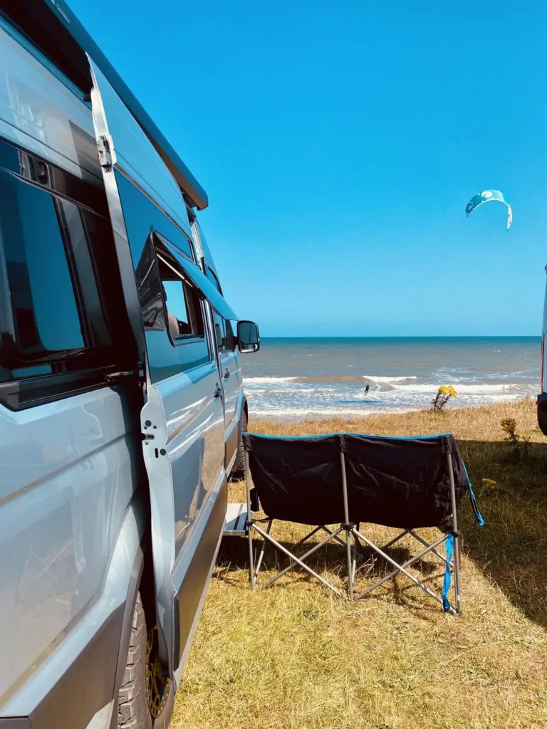 Darren and Cath's VW Grand California at Fraisthorpe Beach, North Yorkshire