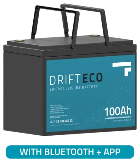 Fogstar Drift ECO 12V 100Ah lithium leisure battery with the capacity on the front label