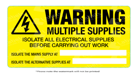 Warning Multiple Supplies Labels 100x50mm