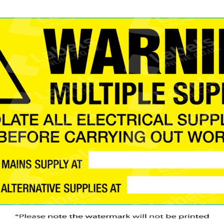 Warning Multiple Supplies Labels 100x50mm
